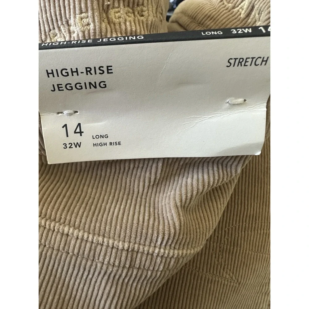 NWT AE Stretch High Waisted Corduroy Jegging Pant American Eagle Tan 14 Long 32w - Picture 9 of 12